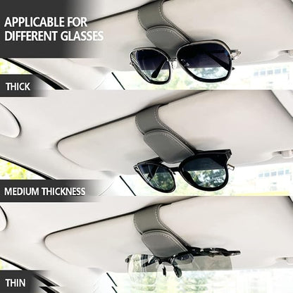 Sunglass Holder for Car, Magnetic Leather Eyeglass Hanger Clip for Car Sun Visor, Sunglasses Holder and Ticket Card Clip for Car Visor Accessories (1Pack Gray) - Image 3