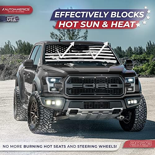 Autoamerics 1-Piece Windshield Sun Shade B&W Camo American Flag USA Design - Foldable Car Front Window Sunshade for Most Sedans SUV Truck - Blocks Max UV Rays and Keeps Your Vehicle Cool - Large - Image 3