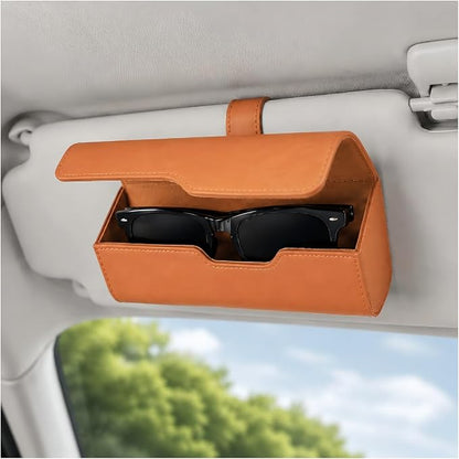 Sunglass Holder for Car Visor, Eyeglass Storage Case (Orange) | Vehicle Eyeglass Hanger Protective Storage Case, Automotive Interior Sun Visor Glasses Organizer Box, Universal Fit by Unknown