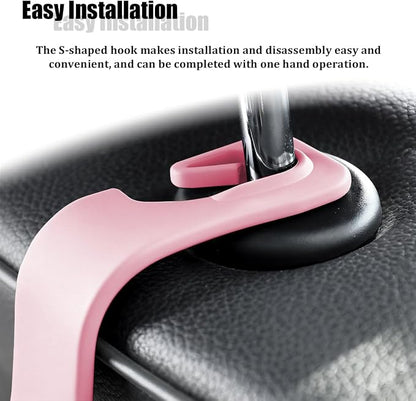 Car Seat Headrest Hook, 4PCS Vehicle Seat Back Hanger Storage Organizer for Handbag Purse Coat, Auto Interior Headrest Hook, Universal for SUV Automobile Truck (Pink) - Image 4