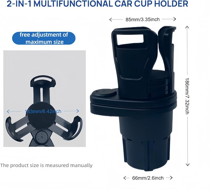 Car Cup Holder Expander，VIVURA 2-in-1 Multifunctional Car Cup Holder, Dual Cup Storage, Compatible with Hydro Flask, Yeti, Nalgene, 32/40 oz Large Bottle Drink Cups - Image 3