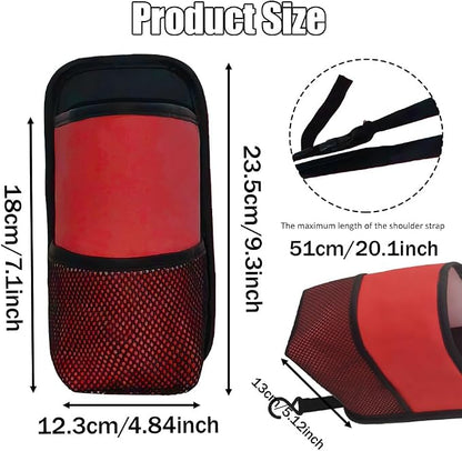 2-in-1 Large Cup Holder, Car Water Bottle Holder, 80 oz Waterproof Leather Car Seat Side Organizer, Multifunctional Seat Side Storage Hanging Bag with Mesh Pocket Fit for Most Vehicles (Red) - Image 2