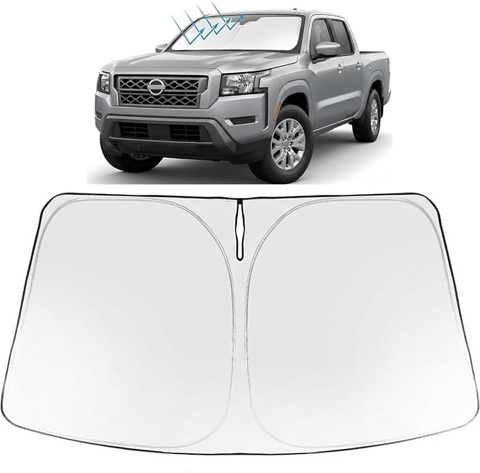 Proadsy Custom Fit Car Windshield Sun Shade for 2022-2026 Nissan Frontier | 240T Heat Shield, Drops Temp 54°F, Blocks 99% UV, Prevents Dashboard Cracking, Summer Parking & Beach Trips, Easy Twist-Fold by Proadsy