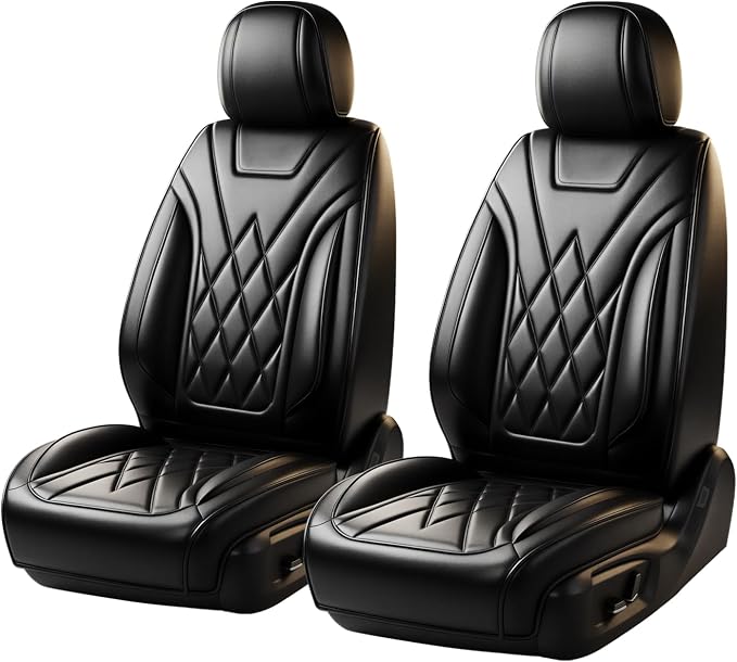 Fit Canyon Car Seat Covers for GMC Canyon 2015-2025 2026 - Luxury Leather, Anti-Slip, All-Weather, Waterproof & Breathable, Airbag Compatible, 2 Front Seats Only (Black) - Image 9