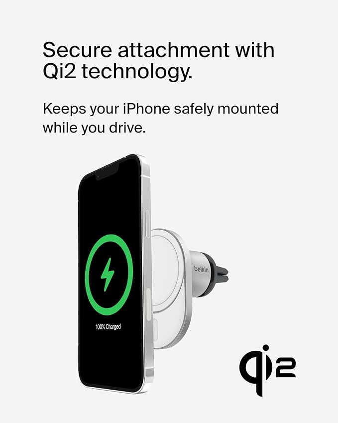 Belkin 15W MagSafe-Compatible Wireless Car Charger, Vent Mount | iPhone 17/16/15/14/13, Pixel 10 compatible, fast charging, secure vent mount, hands-free driving - Image 4