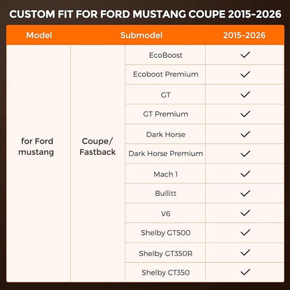 DrCarNow Seat Covers for Ford Mustang 2015-2026 Coupe/Fastback Hardtop | Full Set, Custom Fit, Faux Leather Car Seat Covers, Factory-Look, Waterproof, Interior Protector Accessories, Carbon Fiber - Image 6