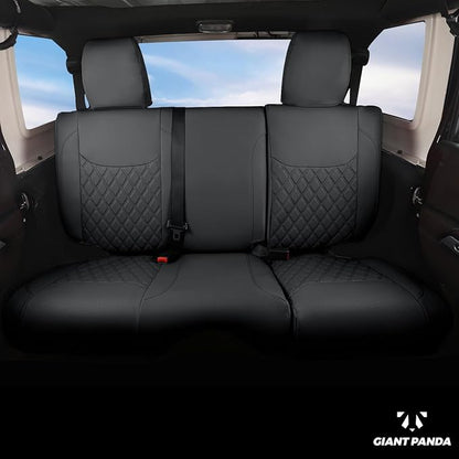 GIANT PANDA Wrangler JK Seat Covers Custom Fit for Jeep Wrangler,Premium Waterproof Faux Leather, 2013 2014 2015 2016 2017 JK 4 Door Full Set (Black) - Image 4
