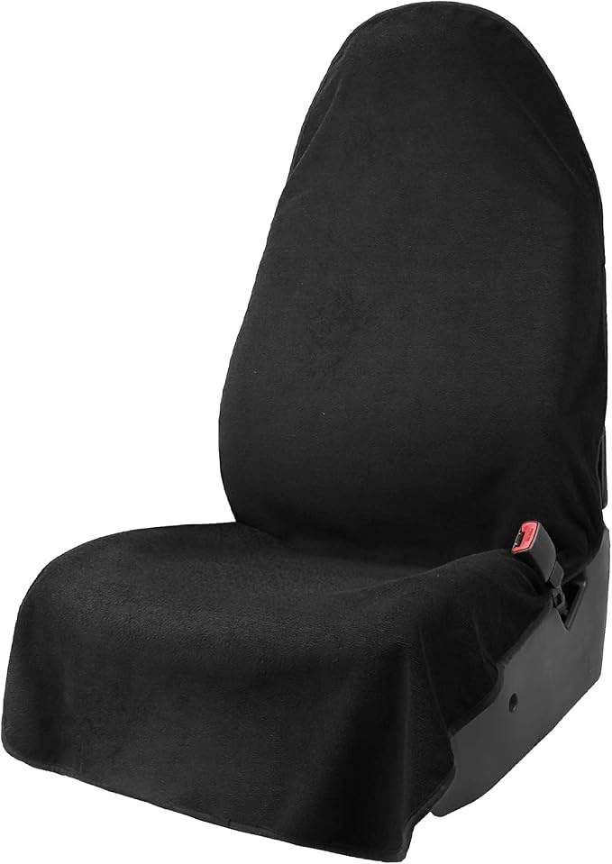 Leader Accessories Waterproof Towel Car Seat Cover, Front Bucket, Black | Universal Non-Slip, Fits Car Truck SUV, Machine Washable, For Dog & Kid, Pets, Yoga, Gym, Beach, Swimming, Outdoor Sports by LeaderAccessories