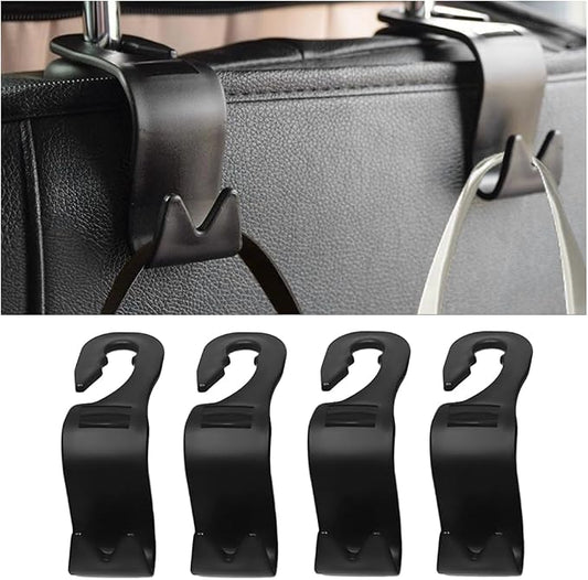 Car Seat Headrest Hook, 4PCS Vehicle Seat Back Storage Hanger for Handbag Purse Grocery, Automotive Interior Organization Holder Hook, Universal for SUV, Truck, RV (Black) by Unknown