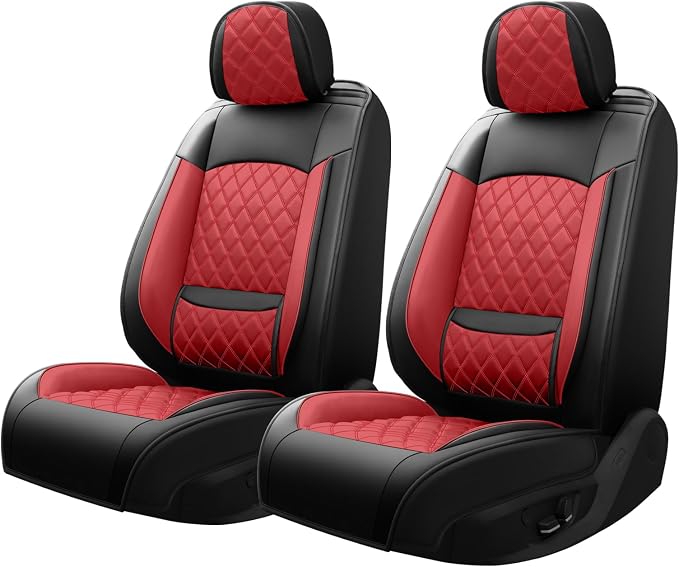 for Toyota Corolla Cross 2022-2026 Car Seat Covers, Front Pair, Red | Premium Leather Full Coverage Seat Protectors – All-Season, Waterproof, Breathable, Cushioned Comfort & Airbag Compatible - Image 3