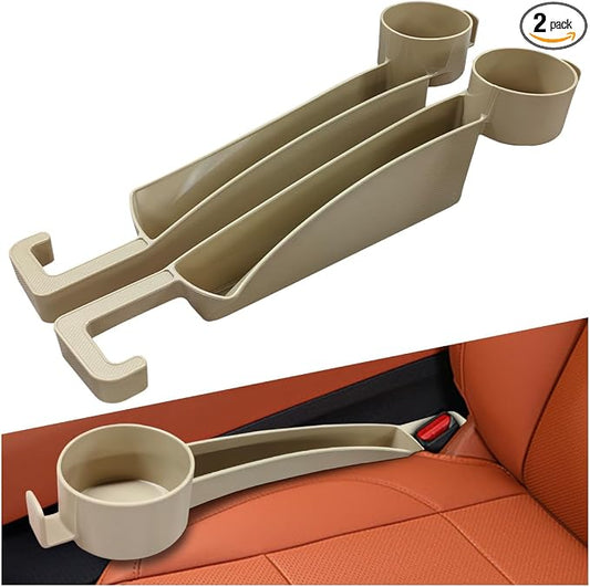 YoRise 2PCS Dual Slot Car Seat Gap Filler Organizer, Multifunctional Car Side Seat Gap Guard Spacer with Cup Holder, Universal Auto Storage Accessories for Preventing Items Falling Out (Beige) by Unknown