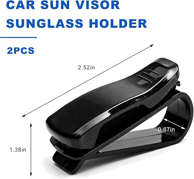 2 PCS Sunglass Holder for Car Sun Visor, Vehicle Interior Visor Eyeglasses Hanger with Sponge Pad, One-Handed Operation Sun Shade Glasses Organizer for Car SUV Truck - Image 2