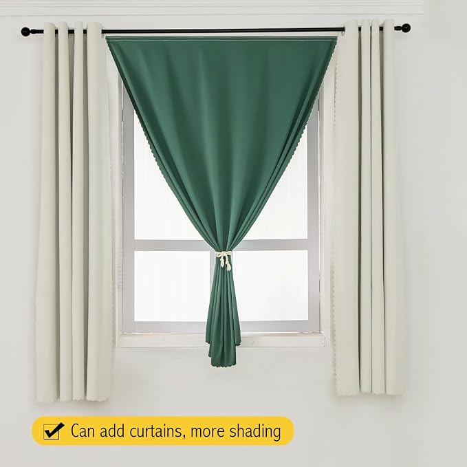 Blackout Curtains for Bedroom Stick On Curtains Window Shades Pull Down Blackout Window Cover No Drillng Self Adhesive Curtains No Rod Small Curtain, 47" W X 59" L, Dark Green, 1 Panel - Image 9