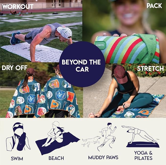 Sprints Athletic Running Towel, Full-Sized, Car Seat Cover - Moisture Wicking (Pickles) - Image 3