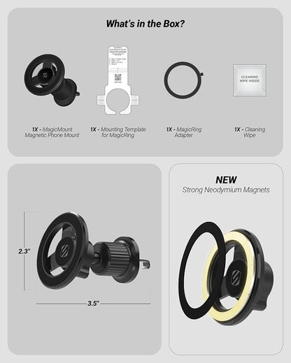 Scosche MagSafe Car Mount Vent, Magnetic Phone Holder for Car with Strong Magnets and Secure Twist-Lock Vent Clip, 360° Rotatable Car Phone Holder for iPhone 17 16 15 14 13 12, Includes Magnetic Ring - Image 7