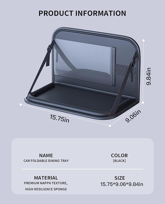 Backseat Car Organizer with Foldable Tray & Tablet Holder | Easy to install, durable & easy to clean, space-saving, ideal for rear passengers and kids, for road trip dining and working - Image 6
