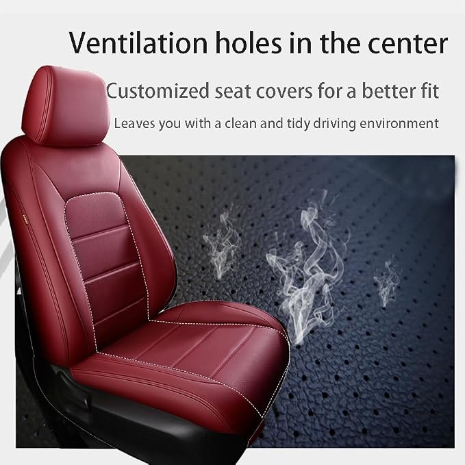 CocheFamilia CRV Seat Covers Custom Fit for Honda CRV 2023 2024 2025 2026 Leather Car Seat Cover Full Set for Trucks SUV,Waterproof Car Seat Cushion,Faux Leather (Burgundy) - Image 5