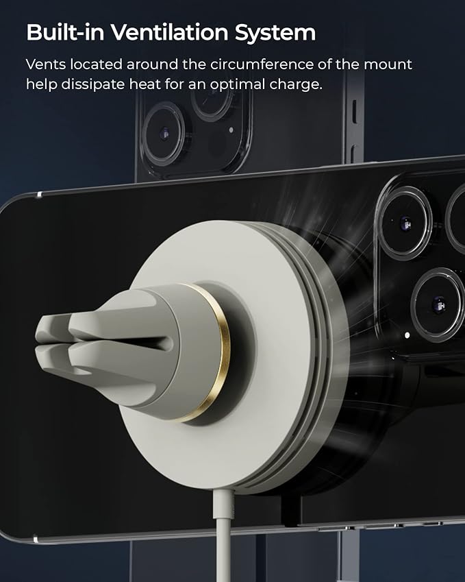 iOttie Velox Mini MagSafe Compatible Air Vent Car Mount in Astral Gray with Wireless Charging for iPhone 13, 14, 15 Series - Image 6