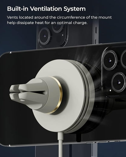 iOttie Velox Mini MagSafe Compatible Air Vent Car Mount in Astral Gray with Wireless Charging for iPhone 13, 14, 15 Series - Image 6