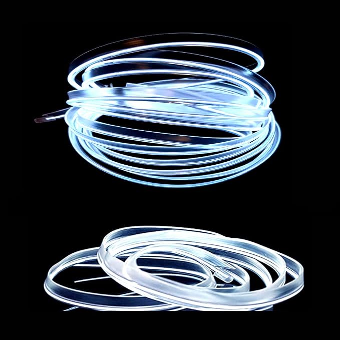 El Wire White Interior Car LED Strip Lights, 10M Neon Wire USB 5V with Fuse Protection for Automotive Interior Decoration, with 6mm Sewing Edge - Image 3