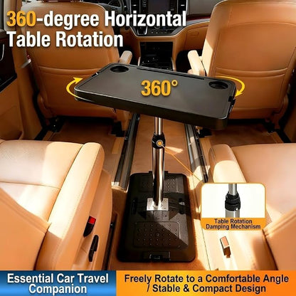 Car Desk for Laptop, Adjustable Car Seat Tray Table, 360° Rotating Multi-Function Travel Tray for Passenger & Rear Seat, Portable Eating & Work Station, Essential Road Trip Accessories - Image 5