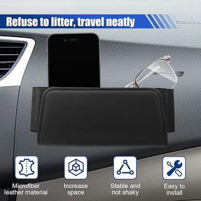 Car Seat Side Storage Pocket, Leather Foldable Auto Door Storage Box, Waterproof Car Trash Can Organizer, Multifunctional Vehicle Interior Accessories for Phones, Glasses, Keys, Cards (Black) - Image 3