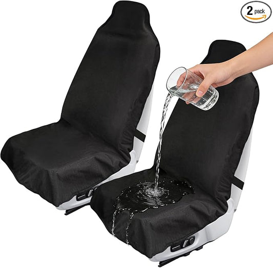 Waterproof Car Seat Cover Towel Front Seats 2 Pack, Universal Fit for Cars | Waterproof Sweating Seat Protector for SUVs, Anti-Slip Front Seat Cover for Gym, Outdoor, Pets & Travel, Black by Unknown