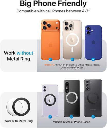 andobil Upgraded for Magsafe Car Mount Pro [Strongest Magnet, Big Phone Friendly] 360° Rotation Magnetic Phone Holder for Car Vent for iPhone 17 Pro Max 16/15/14/13/12 Samsung S26/S25 (Carbon Fiber) - Image 5