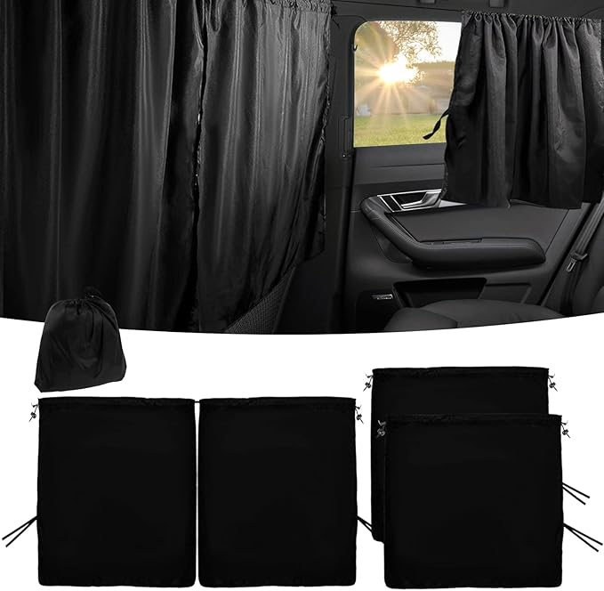 Car Privacy Curtains for Windows - 3Pcs Blackout Car Divider Curtain and Side Window Shades, Light Blocking Rear Seat Cover for Camping Sleeping Nap, Universal Fit Sedan SUV Truck by NEMTMCUA