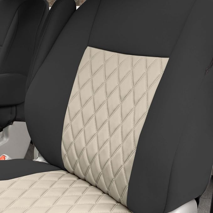FH Group Custom Fit Car Seat Covers Specifically Made for 2011-2020 Toyota Sienna 7-8 Seater with Ultraflex Neoprene Water Resistant Automotive Seat Covers - Front Set Beige - Image 8