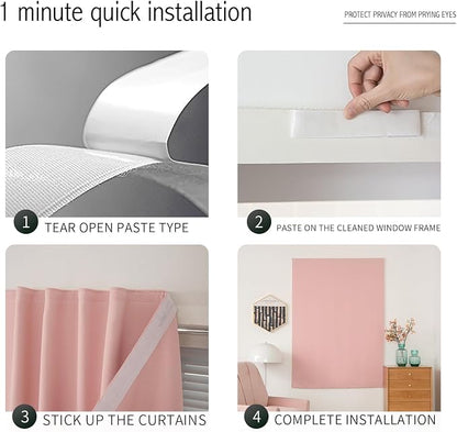 Self Adhesive Blackout Curtains- Stick on Curtains Shades Window Blinds Curtains No Rod Needed Easy to Hang Curtains, Use for Bedroom, Living Room,roman shades, 35"W X 59"L, Pink, 2 Panels - Image 3