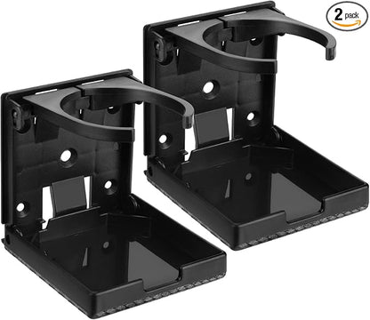 2pcs Wall Cup Holder, Boat Cup Holder, Diamond Embossed Texture | Folding Cup Holder for Boat, 2.36"-3.94'' Adjustable RV Cup Holder Fits Most Sizes of Cups Mugs Bottles, ABS, Black by ZTGPMP
