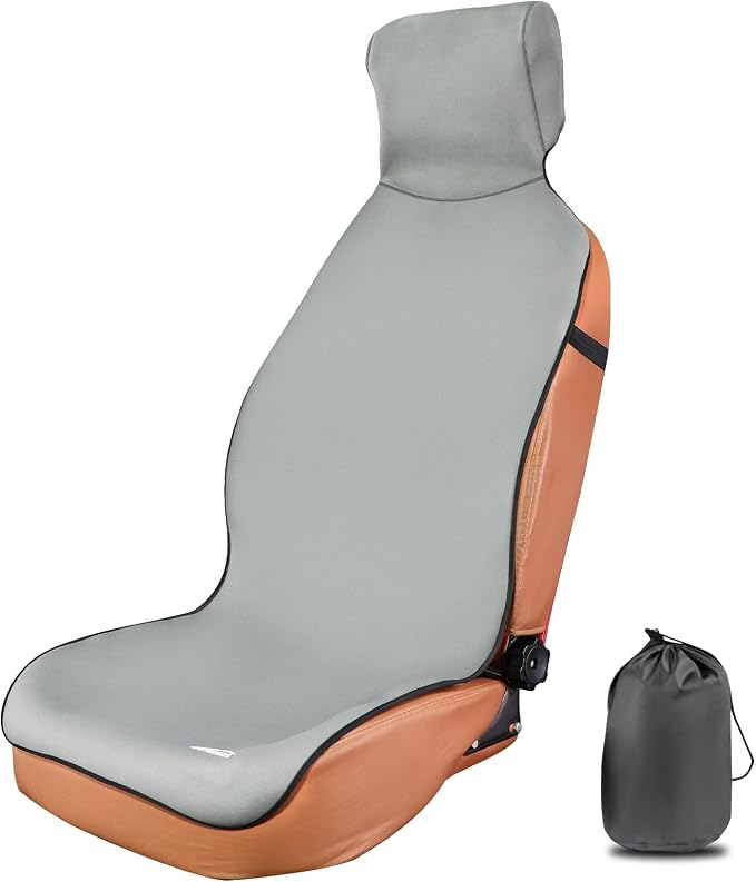 Universal Fit Waterproof Car Seat Cover - Rubber-Based Protection for Athletes, Fitness & Pets - Non-Slip Interior Backing, Includes Seat Belt Protector - Gray by Unknown