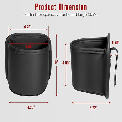 Leather Car Cup Holder Organizer (2-Pack) | Anti-Sag Clip On Drink Cupholder for Back Seat, Car Side Door, Headrest | Premium Extra Automotive Cup Holders for Water Bottles, Tumblers & Coffee Mugs - Image 8