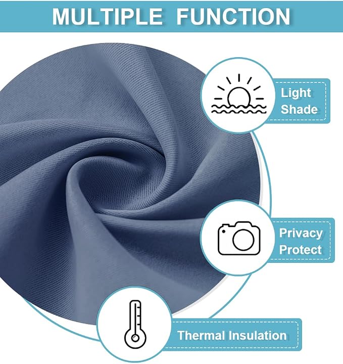 RYB HOME Blackout Door Curtain for Patio Front Tricia French Door Window | Thermal Insulated, Self Adhesive, Privacy, For Patio Kitchen Front Entry Front Back Door Glass Window, W30 x L69, 1 Panel - Image 7