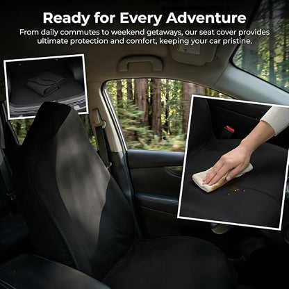 2PCS Car Towel Seat Cover, Waterproof Non-Slip Automotive Towel Protective Cover, Sweat-Proof Machine Washable Removable Carseat Vehicle Front Seat Mat Protector, Universal Fit (Black) - Image 4