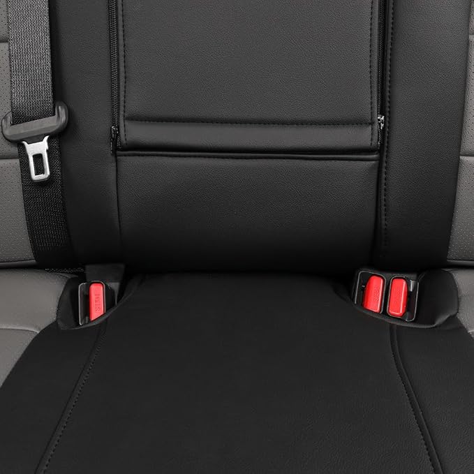 EKR Tacoma Front Seat Covers Custom Fit for Toyota Tacoma 2012 2013 2014 2015 (Regular Seats), Leather Truck Seat Cover for Car - Front Row Only,Faux Leather(Black/Gray) - Image 4