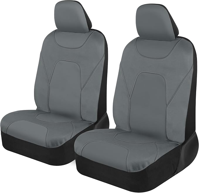 Motor Trend AquaShield Waterproof Front Seat Covers, Solid Gray Seat Covers for Cars – Neoprene Front Car Seats Cover, SUV Seat Covers Protector - Car Interior Cover for Auto, Trucks, & Dog Owners by MotorTrend