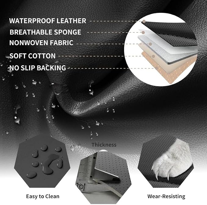 Front Seat Covers Custom Fit for Mazda CX-5 2012-2026, Black | Luxury Faux Leather, Waterproof, Anti-Slip, Airbag Compatible, Breathable, Car Seat Protectors, 1 Row 2 Seats - Image 6