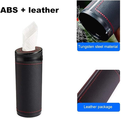 Car Tissue Tube, Cylinder Tissue Box Diameter 2.75'' PU Leather Round Tissues Container for Car Cup Holder, Up to 30 Count Tissue - Image 3