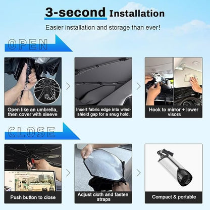 SXCY for 2024 2025 2026 Chevy Traverse Windshield Umbrella Sunshade | [Easier Foldable] for 24-26 Chevy Traverse Accessories 2025 2026 Tr averse Sunshade Umbrella Windshield Umbrella Shade - Image 7