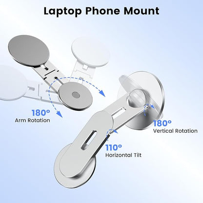 Magnetic Phone Holder for Laptop, MagSafe Laptop Phone Mount for iPhone 17/16/15/14/13/12 & All Phones, 180°Adjustable, Magnetic Phone Holder for Tesla Monitor (Silver) - Image 6