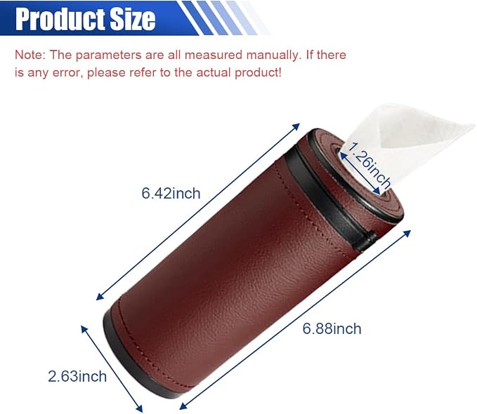 Car Tissues Holder, Multifunctional Tissue Cylinder Boxes, Car Tissues Canned, Travel Tissue Tubes, Car Box Container Fit for Car Cup Holder Home Bathroom Office (Wine Red) - Image 2