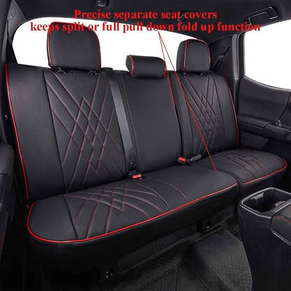 EKR Car Rogue Seat Covers 2020-2021(Sport),Leatherette Full Set | Custom Fit for Nissan Rogue Sport S/SV/SL 2020 2021 2022,Faux Leather(Black with Red Piping) - Image 4