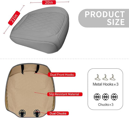 BEITK 1 Pack Leather Front Car Seat Bottom Cover Gray | PU leather,Waterproof, Full Wrap, Non-slip, Universal Fit for Sedan Truck SUV, Easy to Install - Image 2