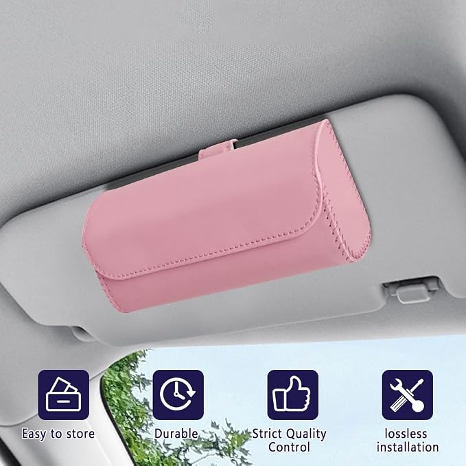 Sunglasses Holder for Car Sun Visor, Sunglass Organizer for Car, Magnetic Leather Eyeglasses Protective Storage Case, Waterproof Glasses Organizer Visor Accessories for Vehicles (Pink) - Image 7