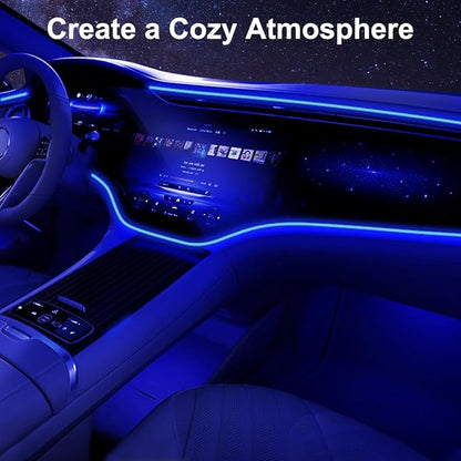 EL Wire Interior Car LED Lights, 16.5FT USB Ambient Lighting Strip, Blue | Neon Glowing Strobing Electroluminescent Wire, 6mm Sewing Edge, Inside Car Lighting Accessories - Image 3
