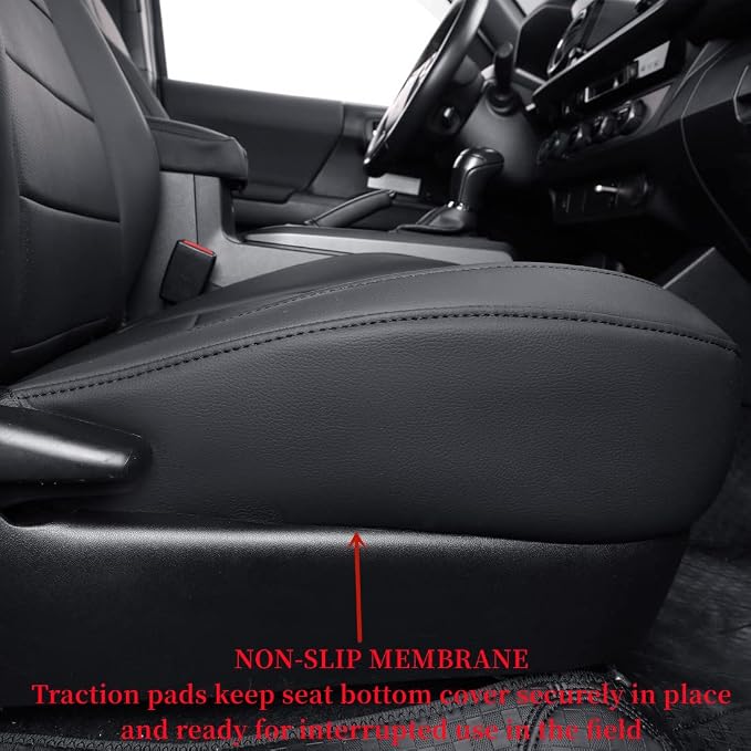 2nd Gen Tacoma Seat Covers Custom Fit for 2012-2015 Toyota Tacoma Double Cab/Crew Cab(TRD Sport Seats),Fully Covered Faux Leather Seat Protector-Full Set (Black) - Image 7