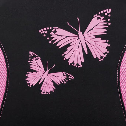 Flying Banner Butterfly car seat Covers ful Set Fashion Universal Lady Woman Female Rear Bench Split Colorized (Pink Black, Full Set) - Image 5