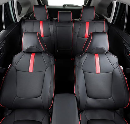 Custom Fit RAV4 (for Hybrid) Seat Covers Full Set for Toyota RAV4 Hybrid 2019 2020 2021 2022 2023 2024 2025 with Waterproof Faux Leather (Black with Red Trim, LU01-Hybrid) - Image 5